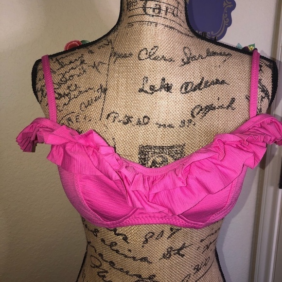 Betsey Johnson Vintage Barbie Pink Ruffle Bikini Size Small - Picture 3 of 7
